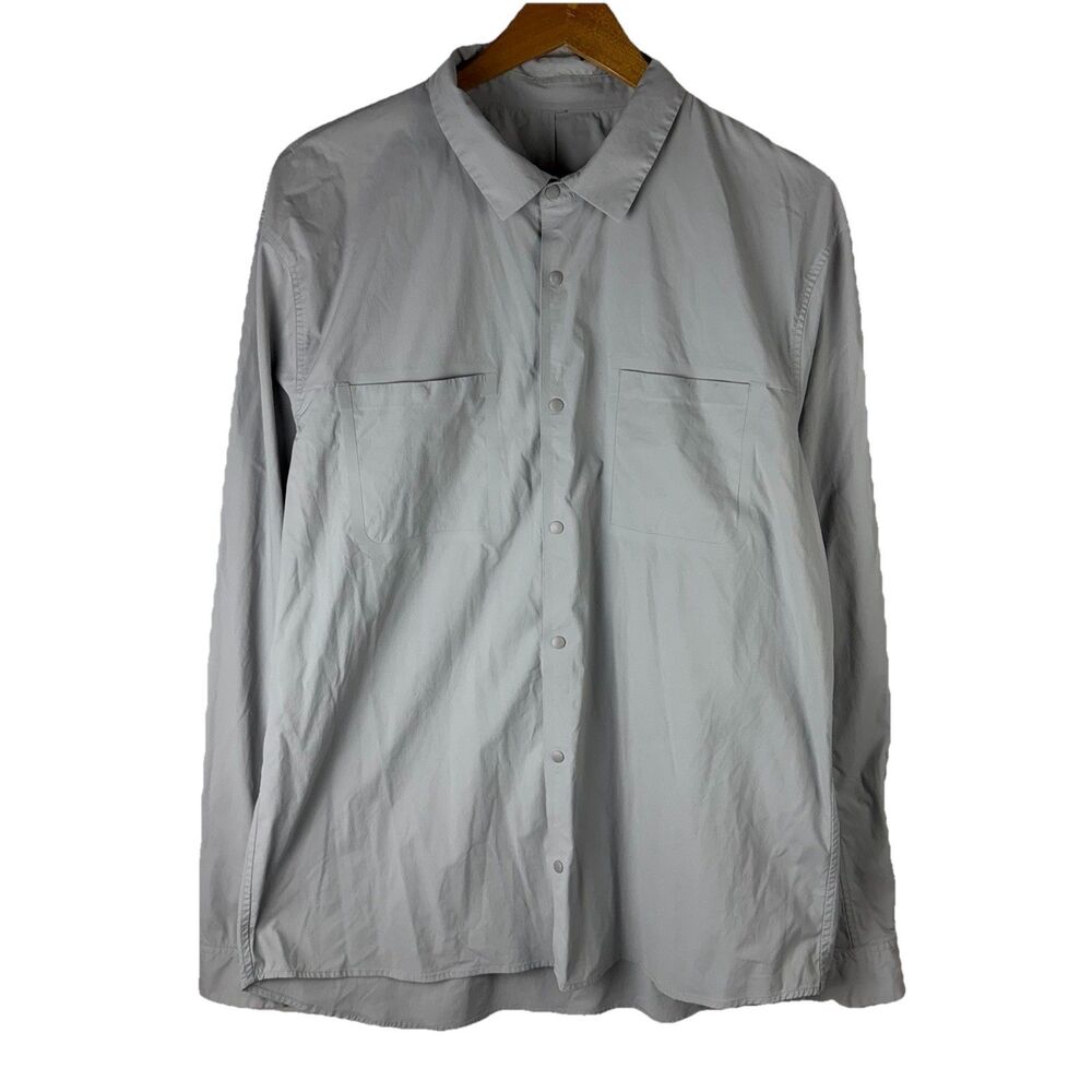 Lululemon Shirt Mens L Gray Zenway Snap Button Up Vented Long Sleeve Casual